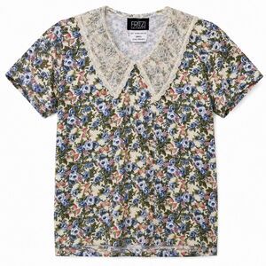 Vintage Fritzi California Shirt Women's Small Floral Lace Collar Cottagecore USA